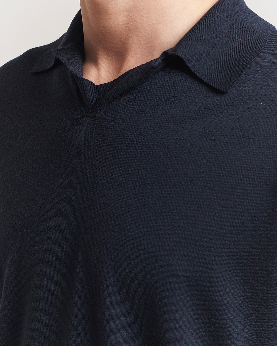 Men | Sweaters & Knitwear | Auralee | Wool Knit Polo Navy