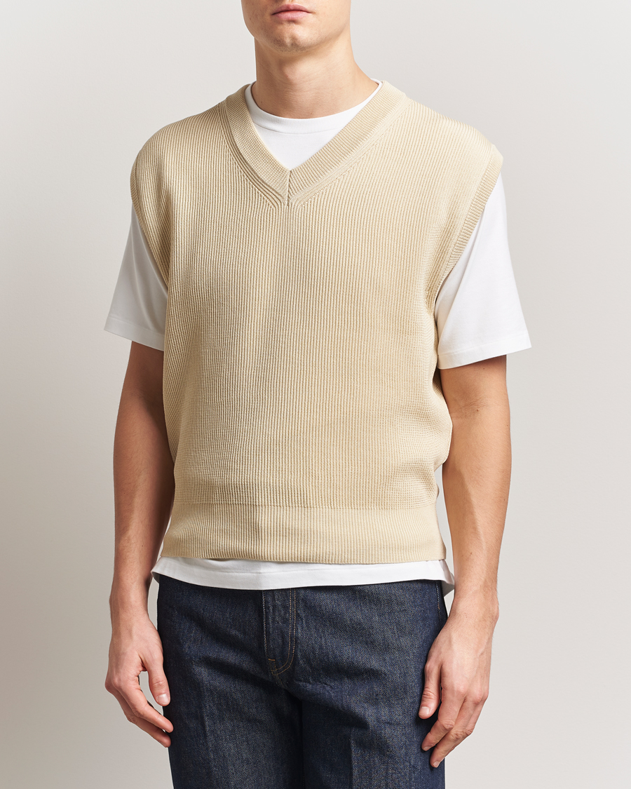 Men | Sweaters & Knitwear | Auralee | Rib Knit Vest Ivory