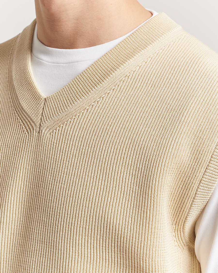 Men | Sweaters & Knitwear | Auralee | Rib Knit Vest Ivory