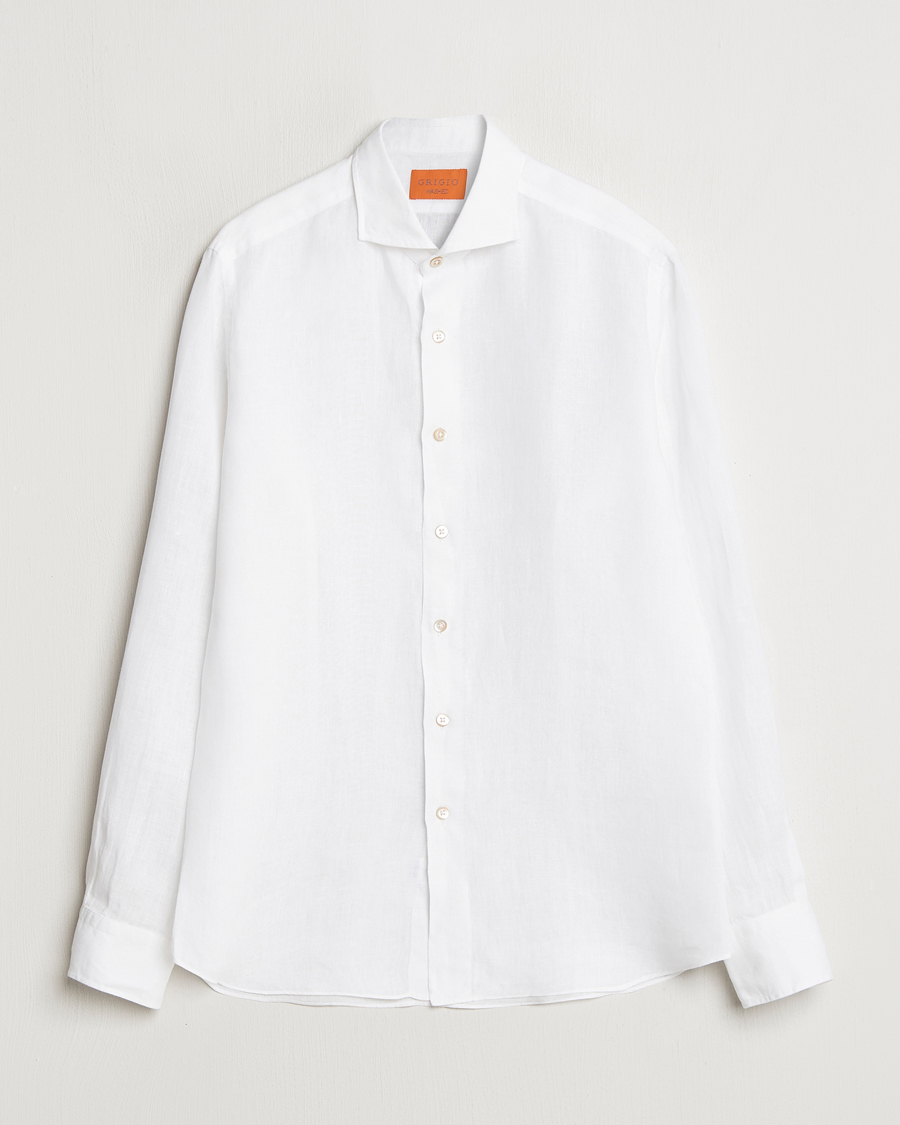 Men | Shirts | Grigio | Linen Casual Shirt White