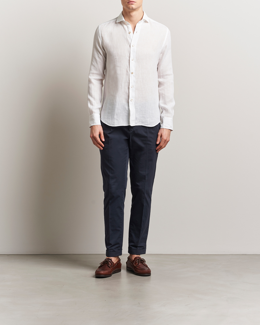 Men | Shirts | Grigio | Linen Casual Shirt White