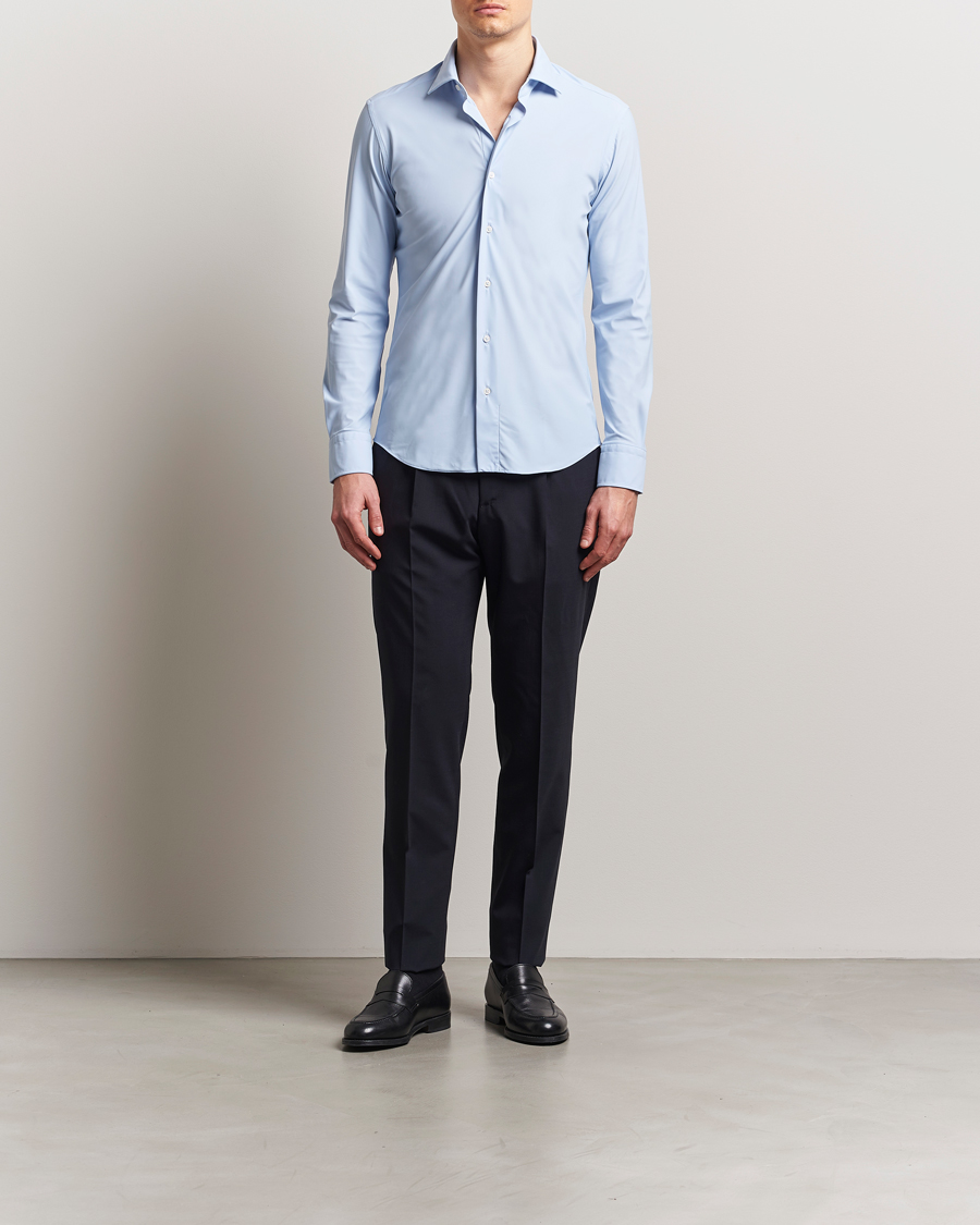 Men | Shirts | Grigio | Jersey Stretch Shirt Light Blue