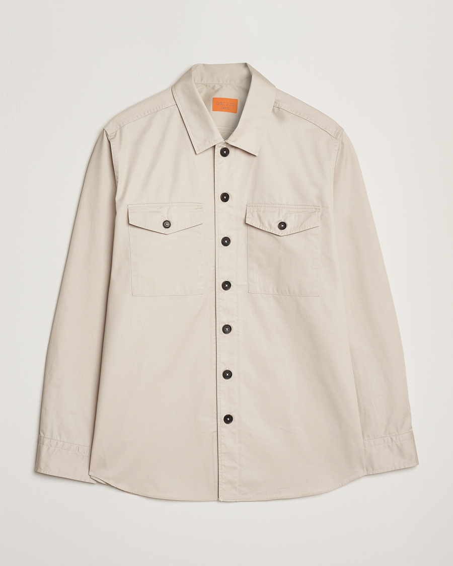Men | Shirts | Grigio | Cotton Overshirt Beige