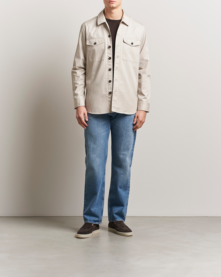 Men | Shirts | Grigio | Cotton Overshirt Beige