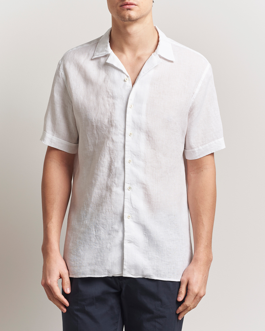 Men | Shirts | Stenströms | Short Sleeve Linen Shirt White