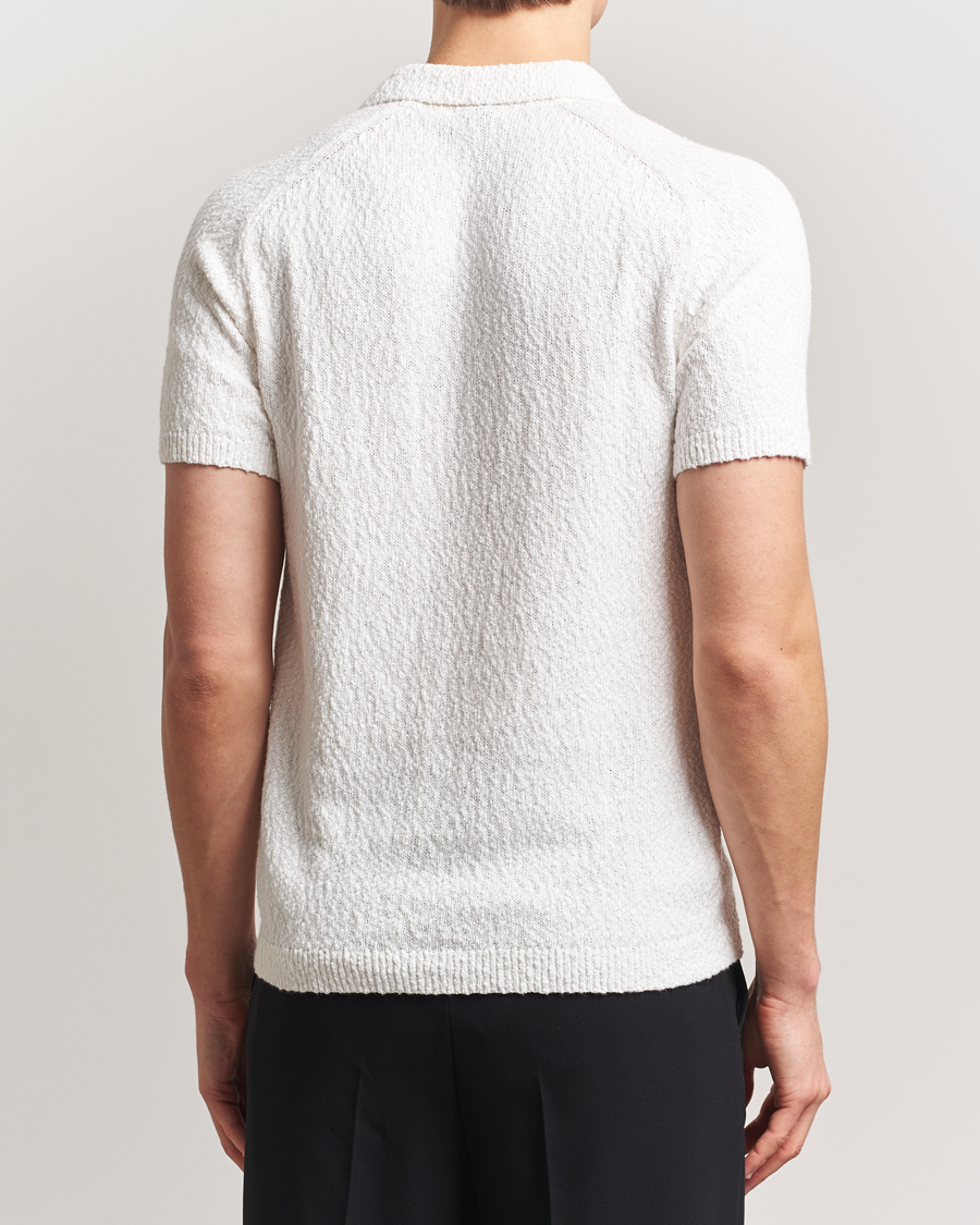 Men | Polo Shirts | Stenströms | Knitted Boucle Cotton Polo White