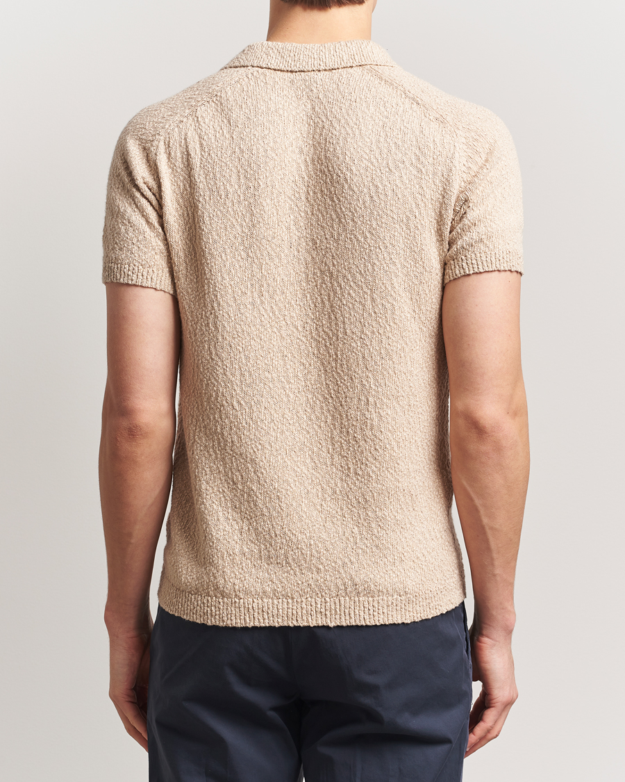 Men | Polo Shirts | Stenströms | Knitted Boucle Cotton Polo Beige