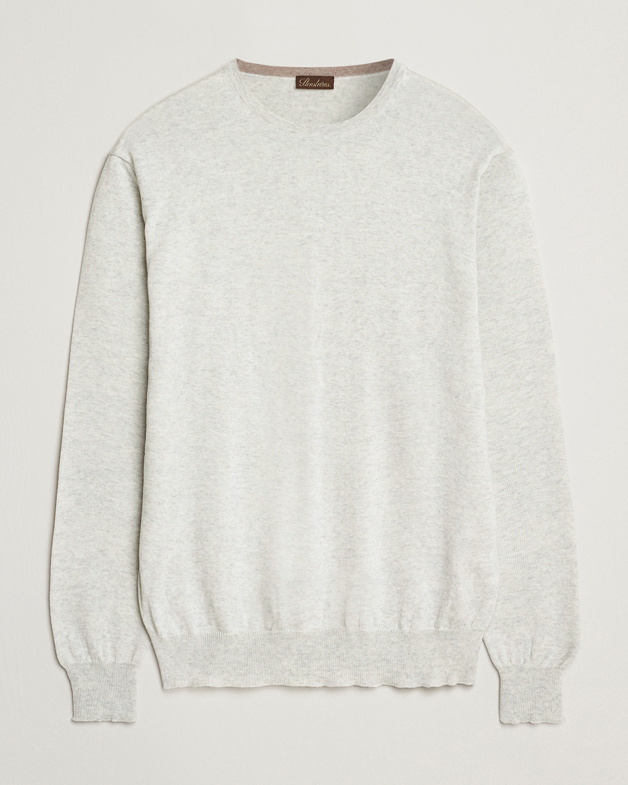 Men | Sweaters & Knitwear | Stenströms | Merino Patch Crew Neck Grey