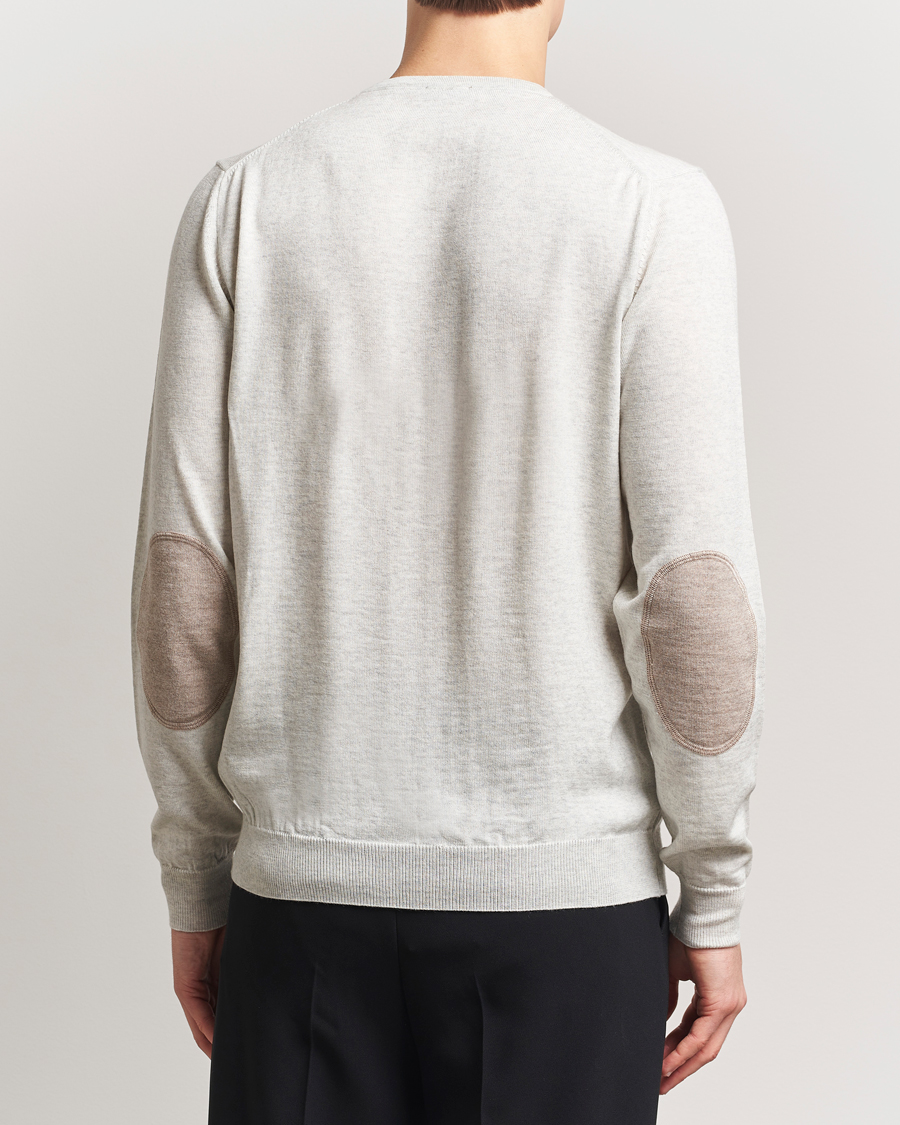 Men | Sweaters & Knitwear | Stenströms | Merino Patch Crew Neck Grey