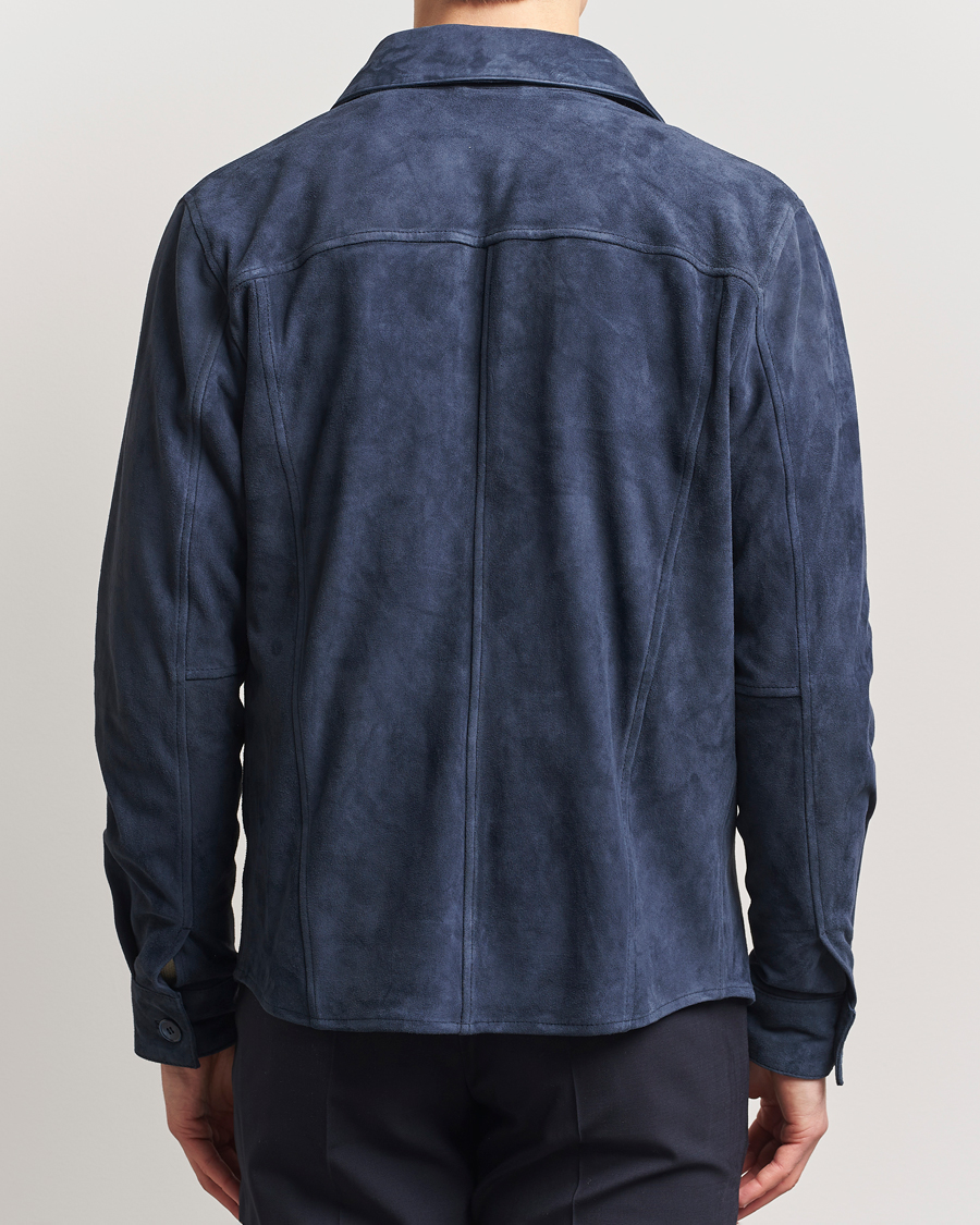 Men | Coats & Jackets | Stenströms | Suede Overshirt Navy