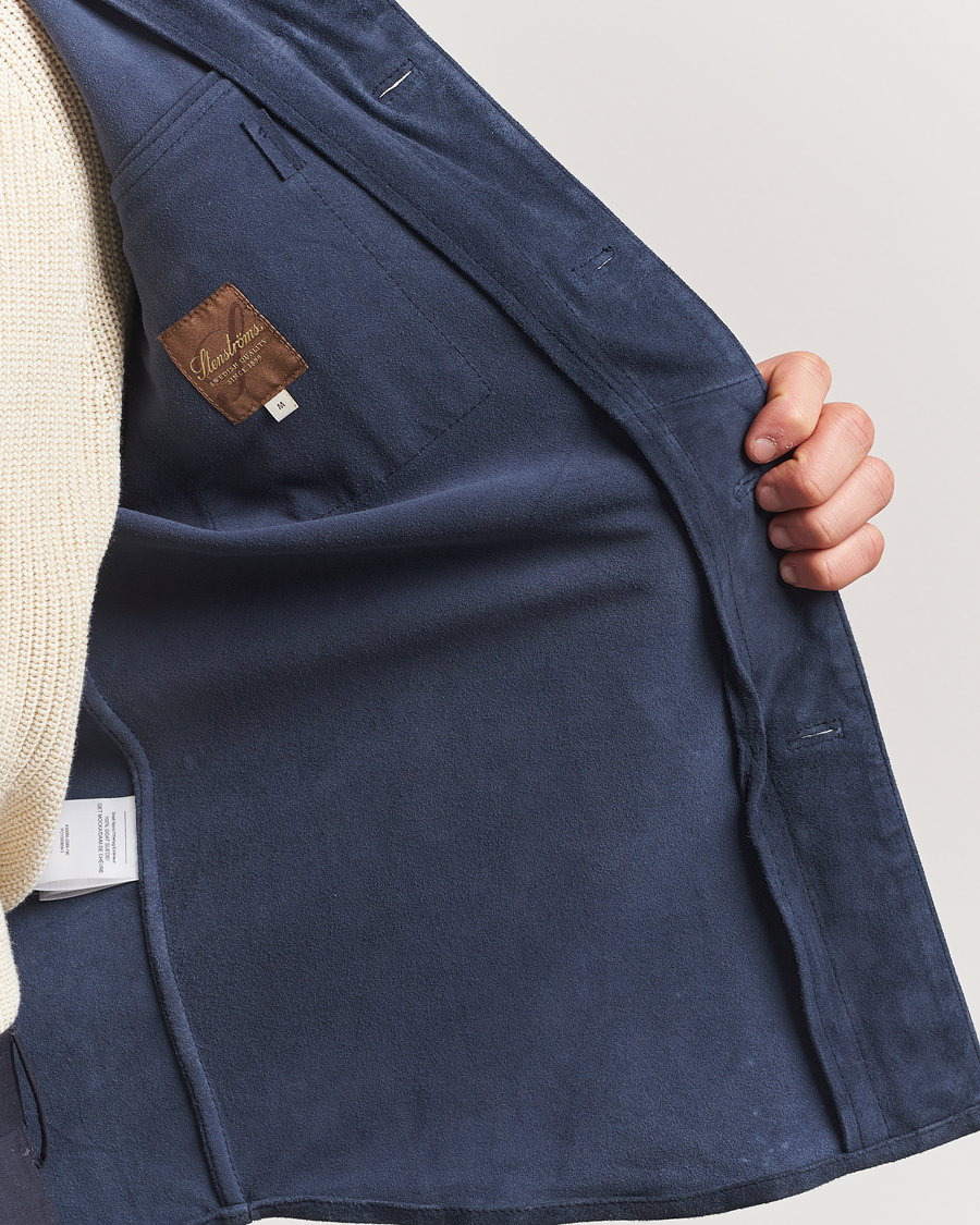 Men | Coats & Jackets | Stenströms | Suede Overshirt Navy