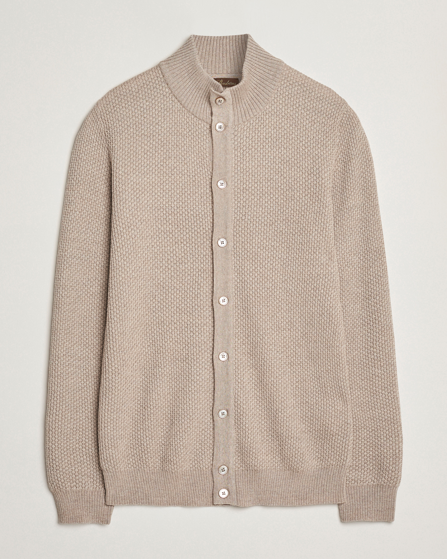 Men | Sweaters & Knitwear | Stenströms | Knitted Textured Merino Cardigan Beige