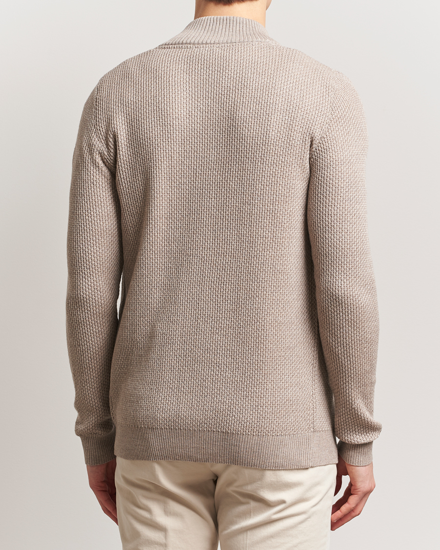 Men | Sweaters & Knitwear | Stenströms | Knitted Textured Merino Cardigan Beige