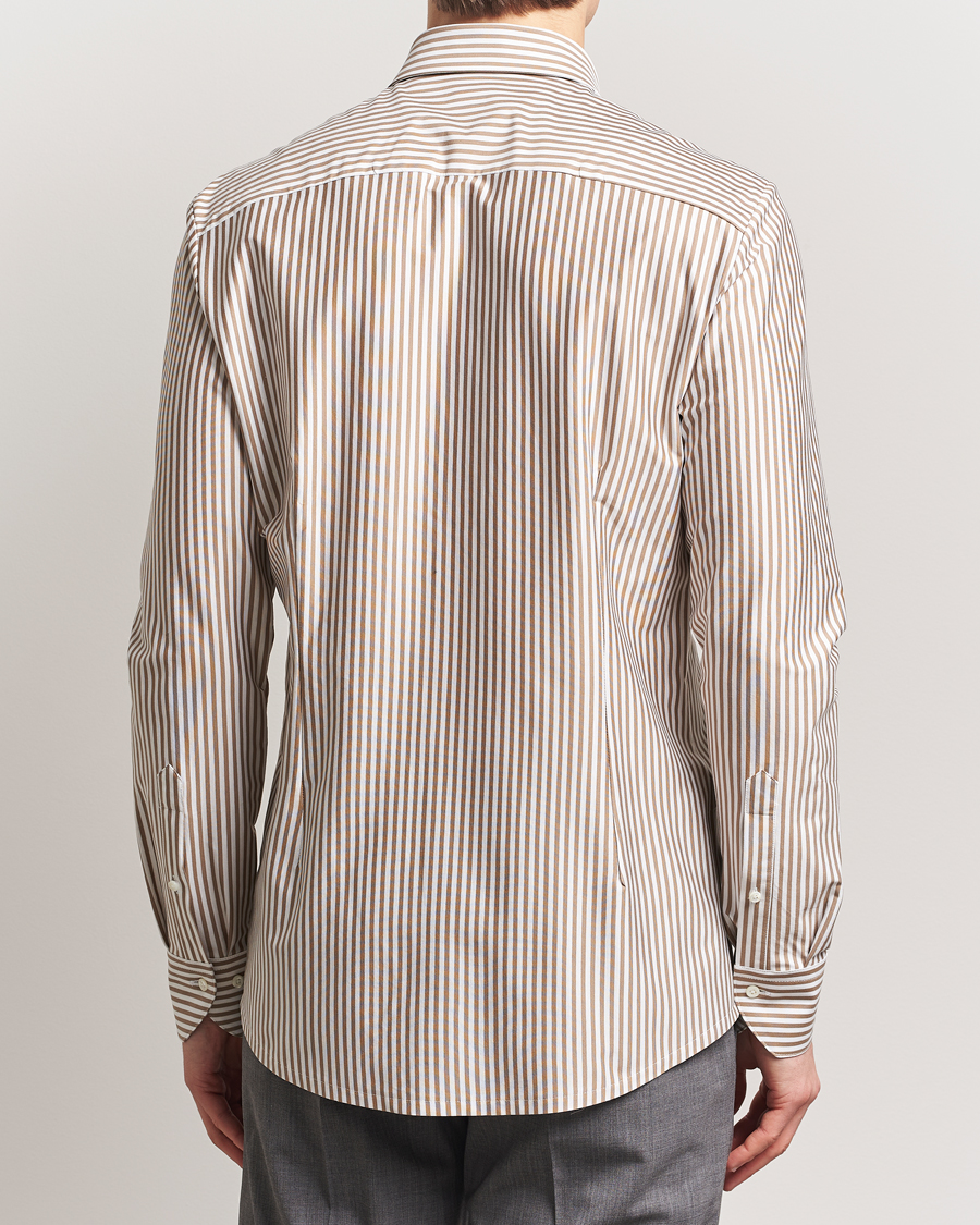 Men | Shirts | Stenströms | Striped Jersey Shirt Beige