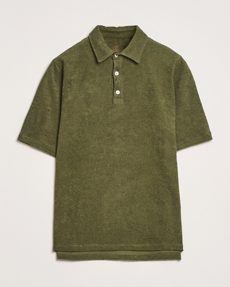 Men | Polo Shirts | Stenströms | Terry Slub Cotton Polo Green