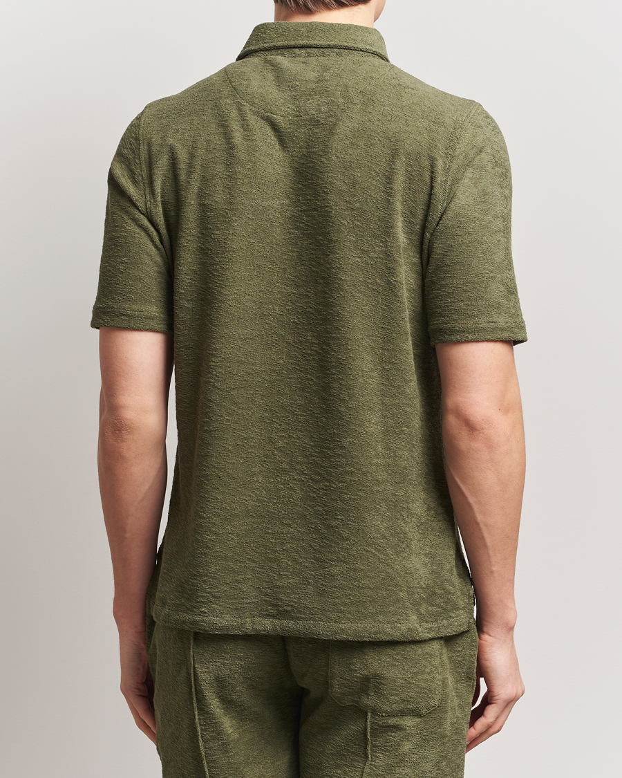 Men | Polo Shirts | Stenströms | Terry Slub Cotton Polo Green