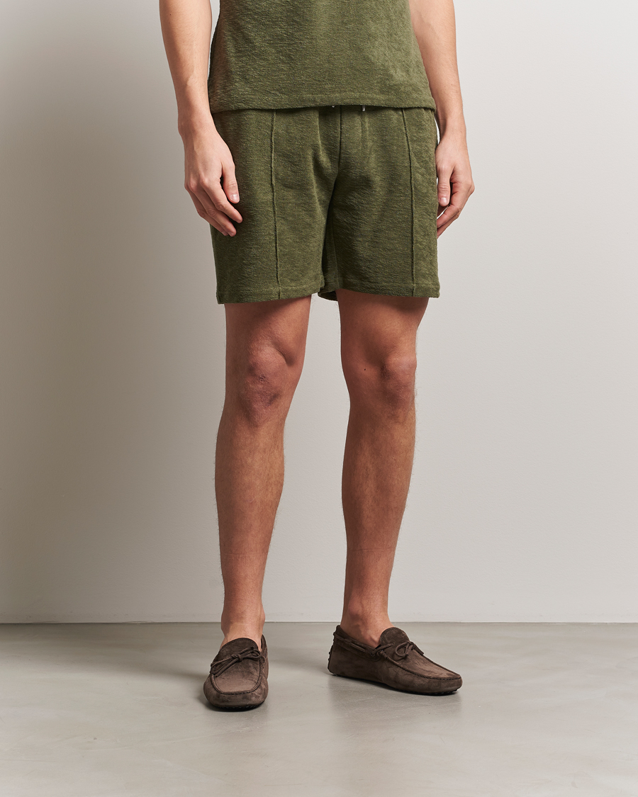 Men | Shorts | Stenströms | Terry Slub Cotton Shorts Green