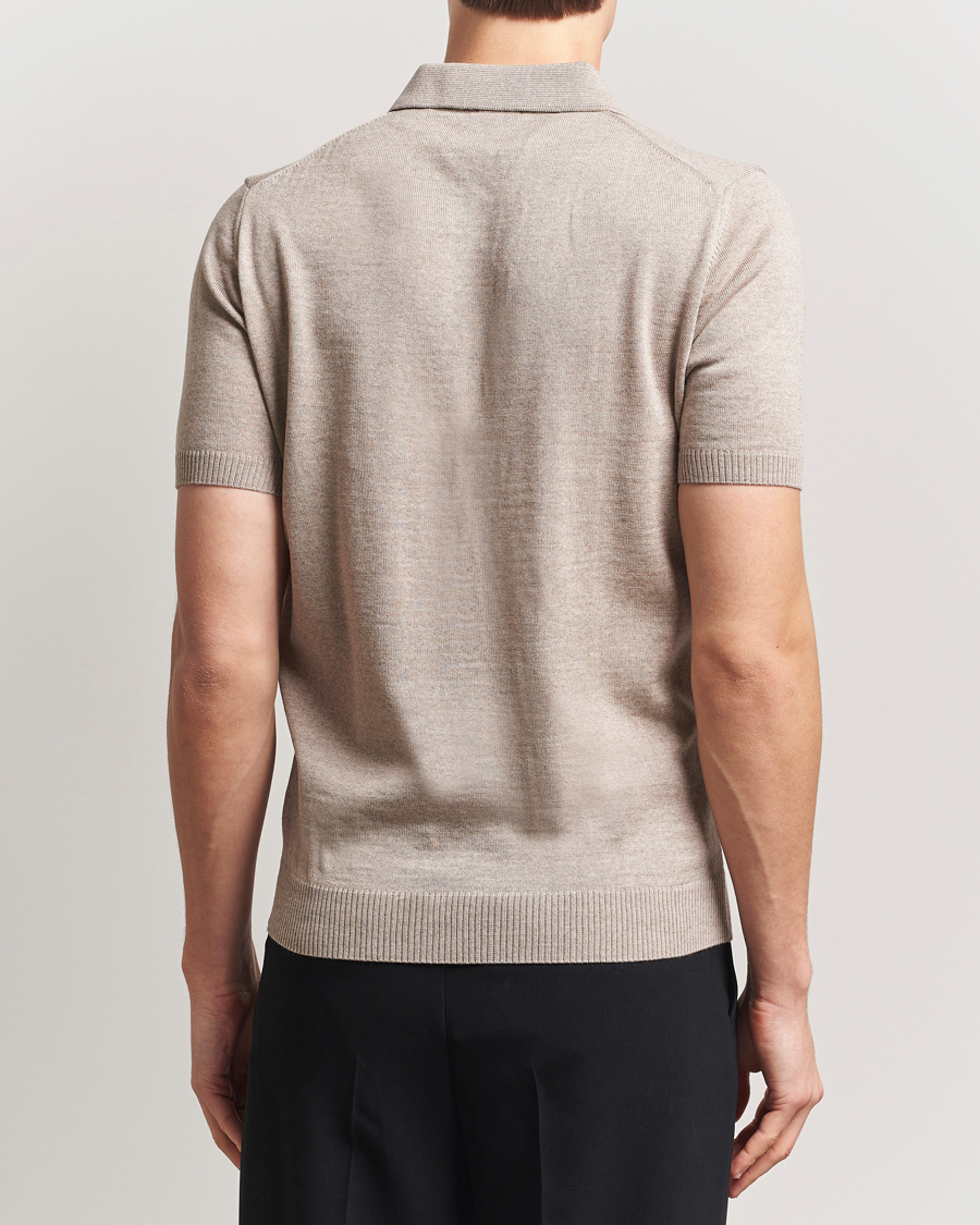 Men | Polo Shirts | Stenströms | Knitted Merino Polo Taupe