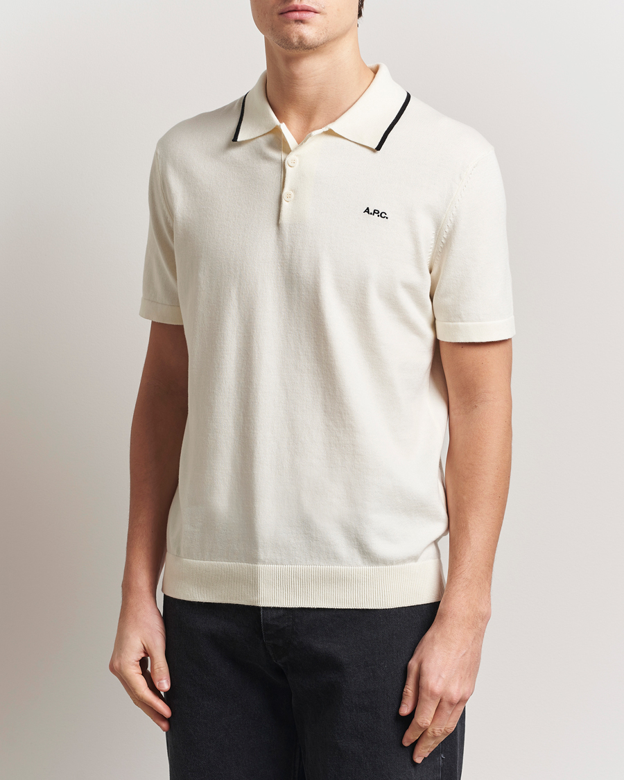 Men | Polo Shirts | A.P.C. | Fynn Knitted Polo White