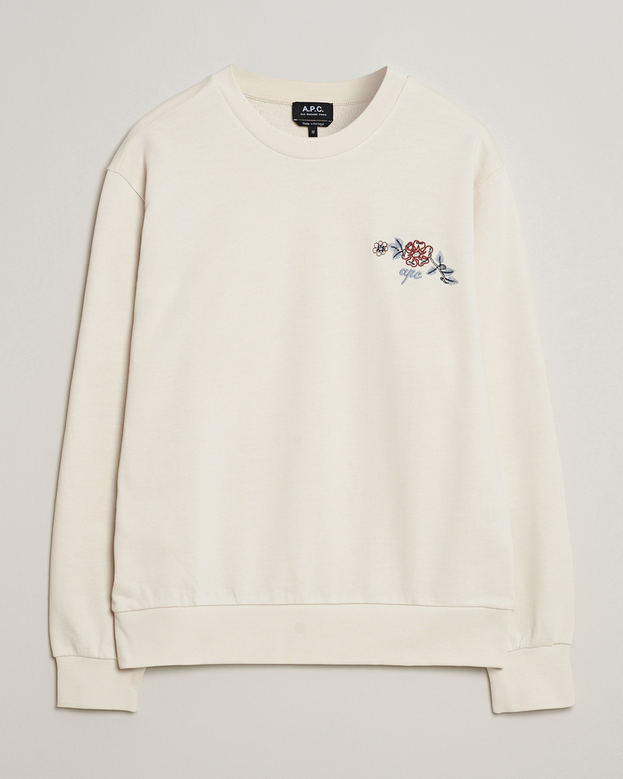 Men | Sweaters & Knitwear | A.P.C. | Tyle Embroidered Sweatshirt Ecru