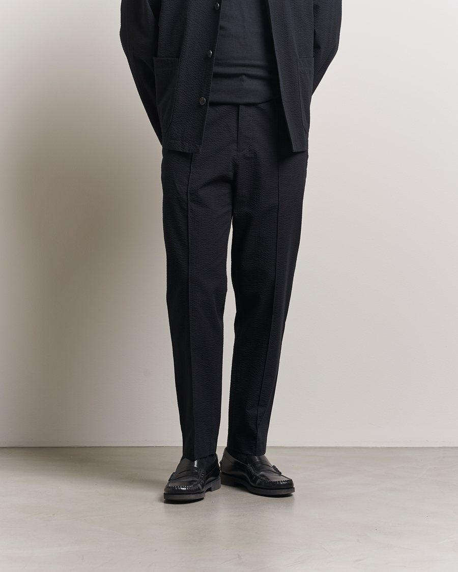 Men | Trousers | A.P.C. | Joaquin Seersucker Drawstring Trousers Black
