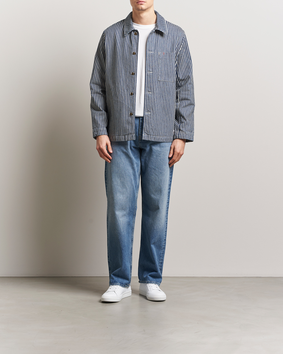 Men | Shirts | A.P.C. | Raphael Hickory Striped Overshirt Blue/White
