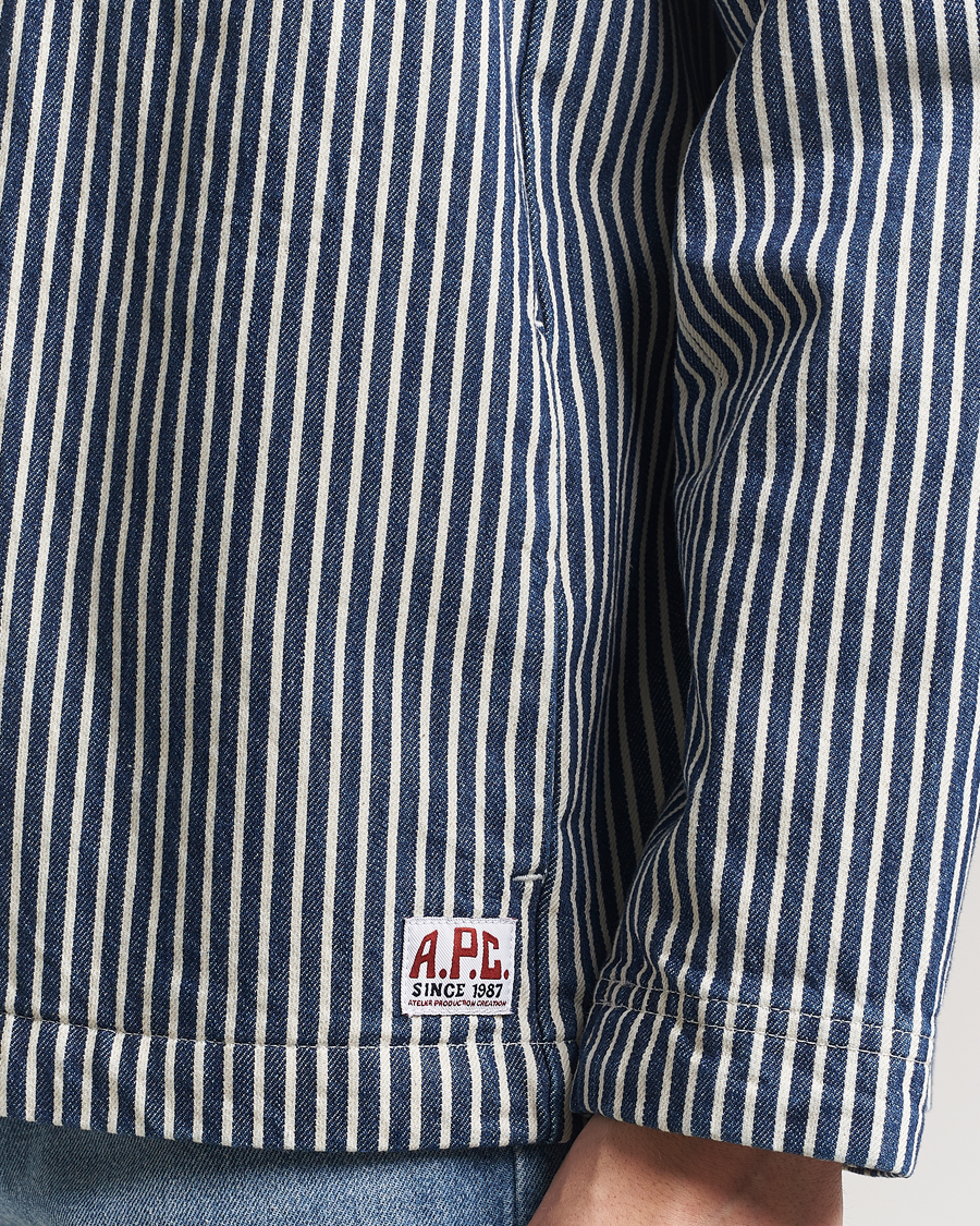 Men | Shirts | A.P.C. | Raphael Hickory Striped Overshirt Blue/White