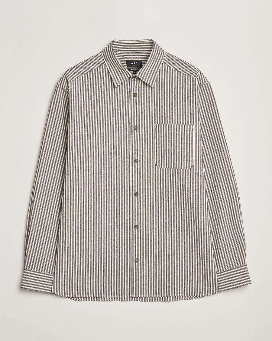 Men | Shirts | A.P.C. | Rustic Cotton Striped Overshirt Black/White