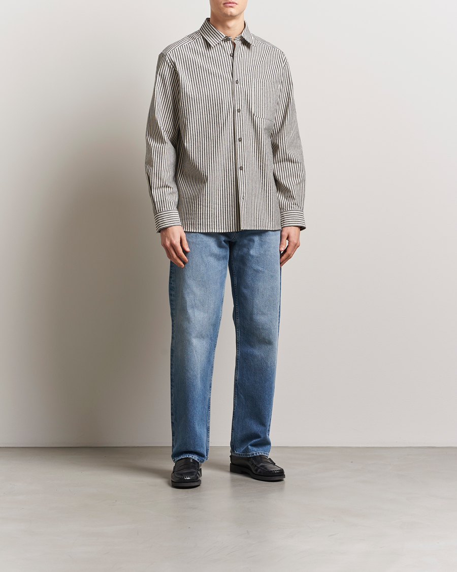Men | Shirts | A.P.C. | Rustic Cotton Striped Overshirt Black/White