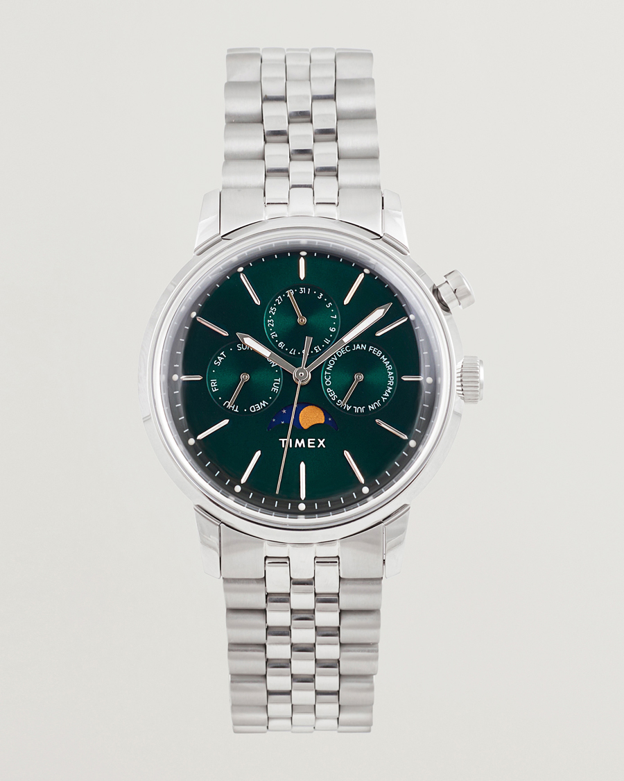 Men | Timex Marlin Moon Phase Quartz Steel 40mm Green Dial | Timex | Marlin Moon Phase Quartz Steel 40mm Green Dial