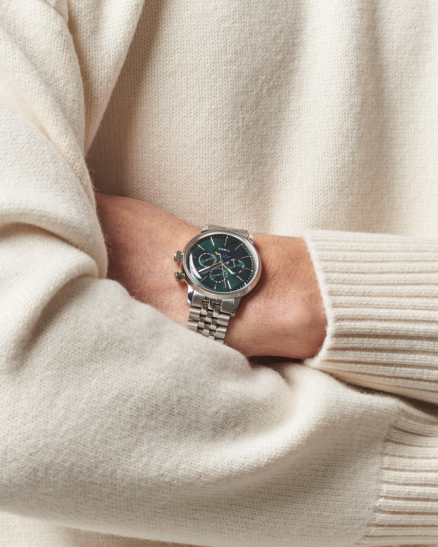 Men | Timex Marlin Moon Phase Quartz Steel 40mm Green Dial | Timex | Marlin Moon Phase Quartz Steel 40mm Green Dial
