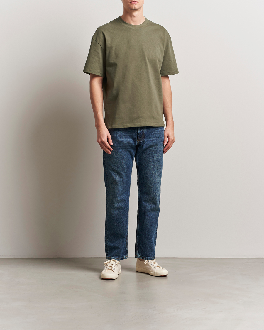 Men | T-Shirts | Bread & Boxers | Textured Heavy Crew Neck T-Shirt Khaki Green