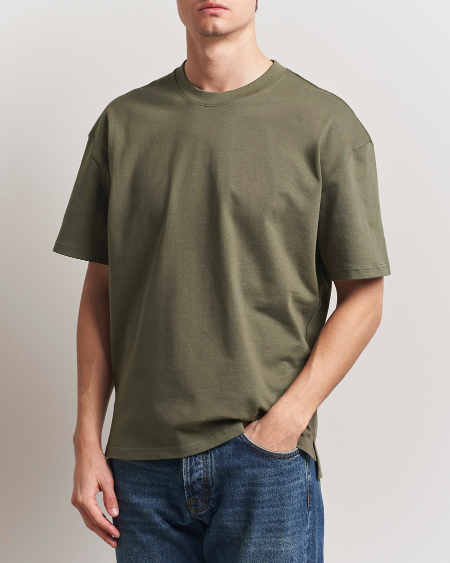 Men | T-Shirts | Bread & Boxers | Textured Heavy Crew Neck T-Shirt Khaki Green