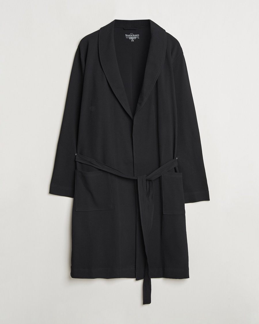 Men | Pyjamas & Robes | Bread & Boxers | Waffle Robe Black