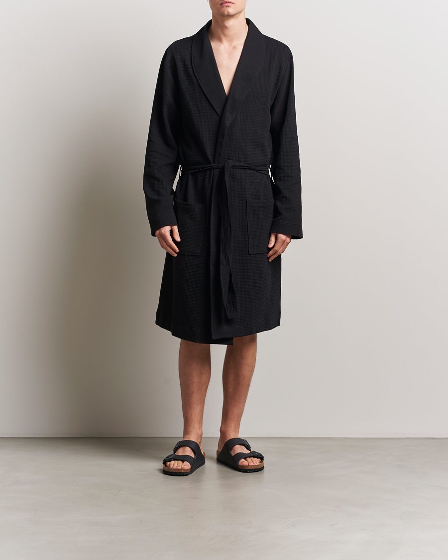 Men | Pyjamas & Robes | Bread & Boxers | Waffle Robe Black