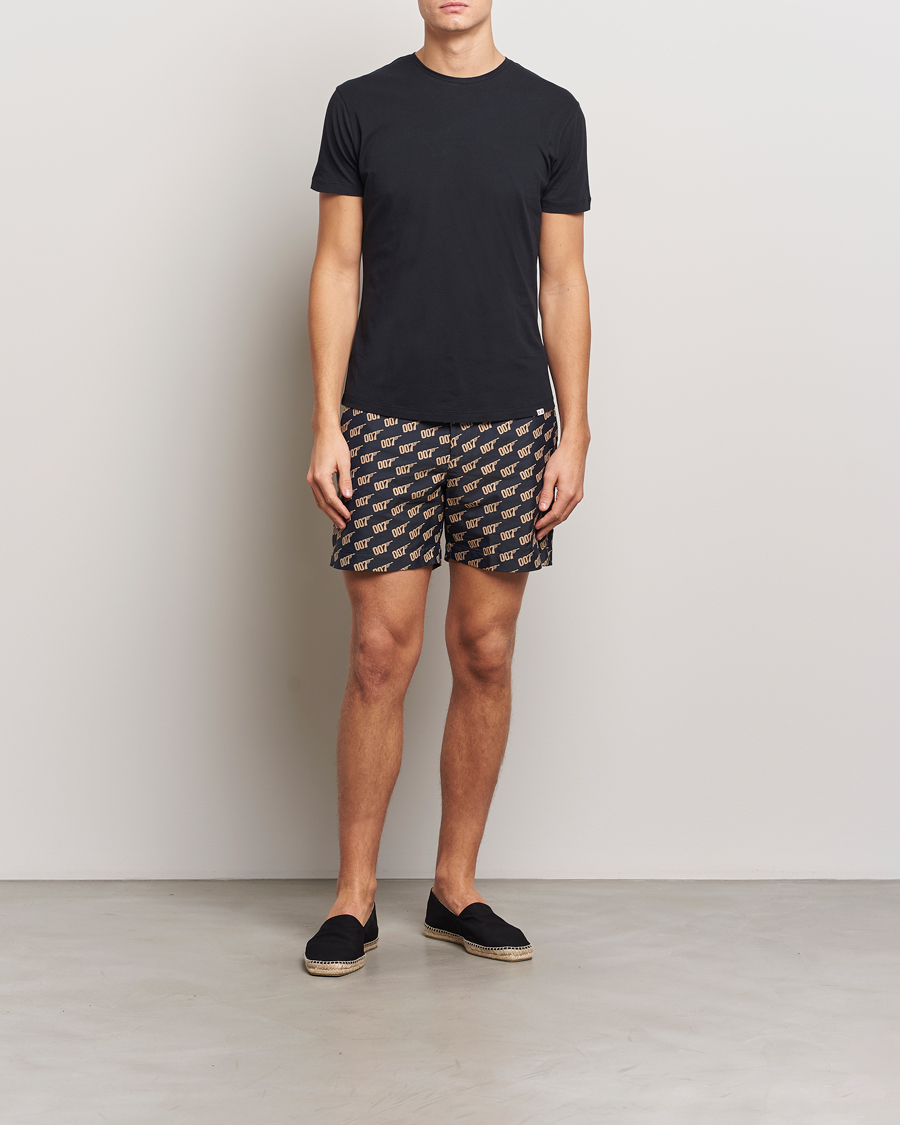 Men | Swimwear | Orlebar Brown | Bulldog Jaquard 007 Monogram Swimshorts Black