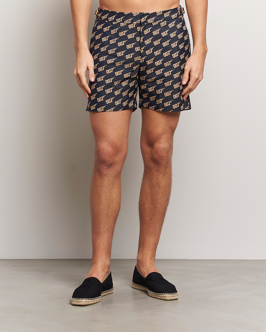 Men | Swimwear | Orlebar Brown | Bulldog Jaquard 007 Monogram Swimshorts Black