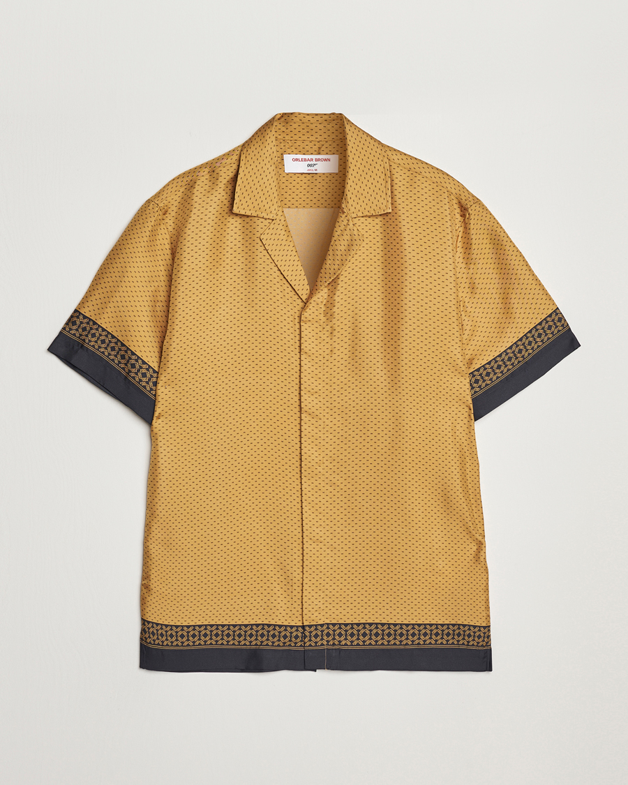 Men | Shirts | Orlebar Brown | Maitan Silk Gold Bullion Shirt Gold/Black