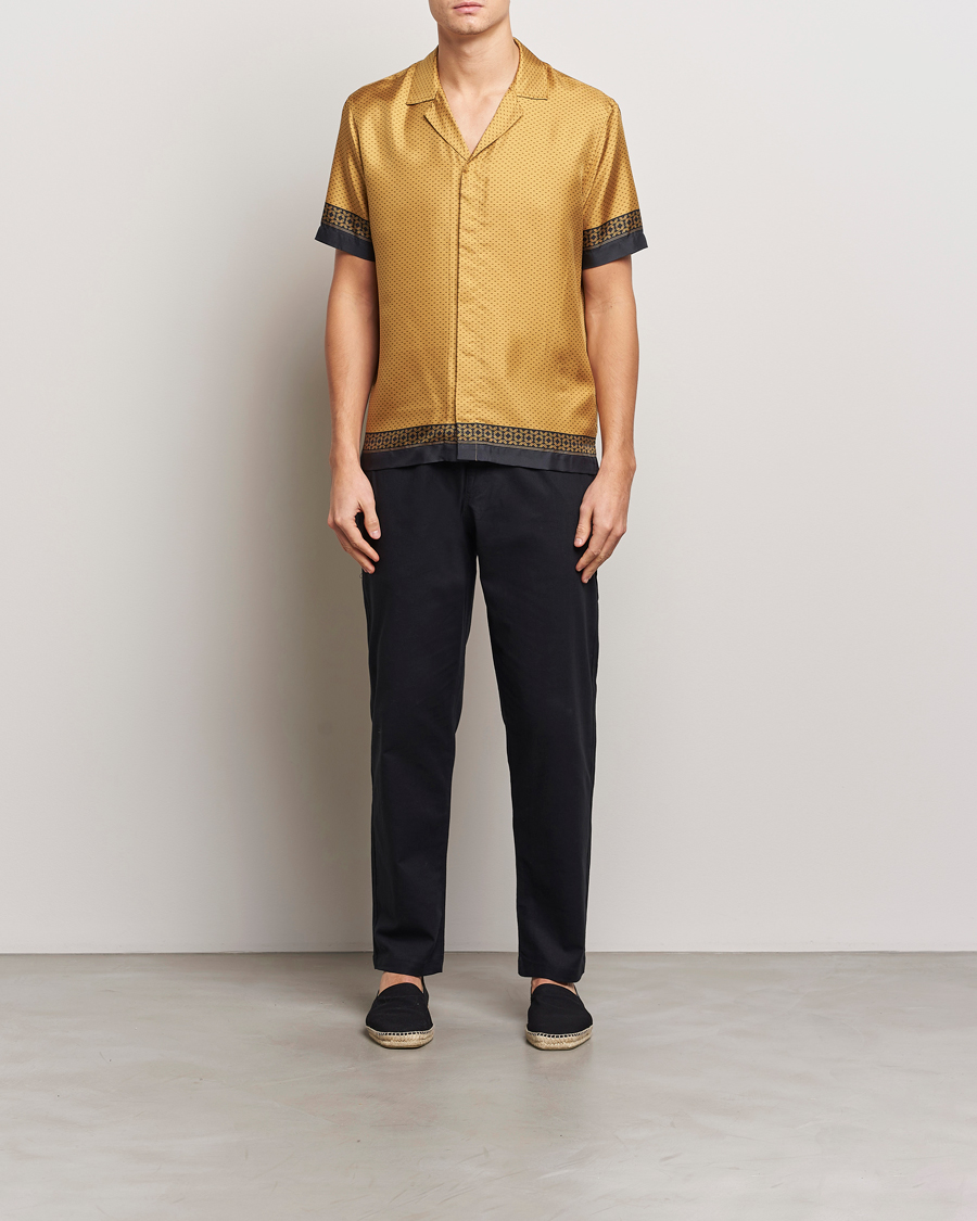 Men | Shirts | Orlebar Brown | Maitan Silk Gold Bullion Shirt Gold/Black