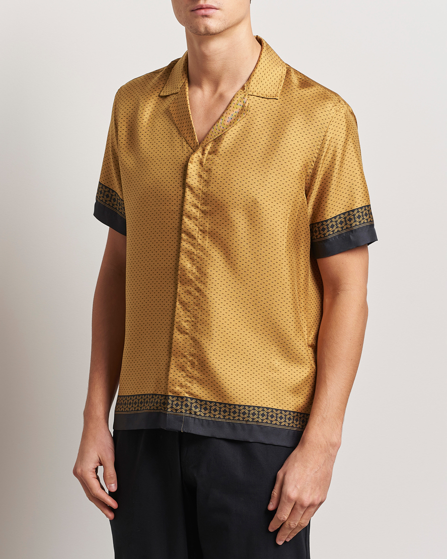 Men | Shirts | Orlebar Brown | Maitan Silk Gold Bullion Shirt Gold/Black