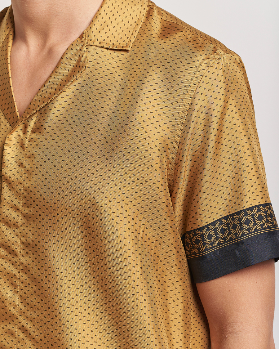 Men | Shirts | Orlebar Brown | Maitan Silk Gold Bullion Shirt Gold/Black