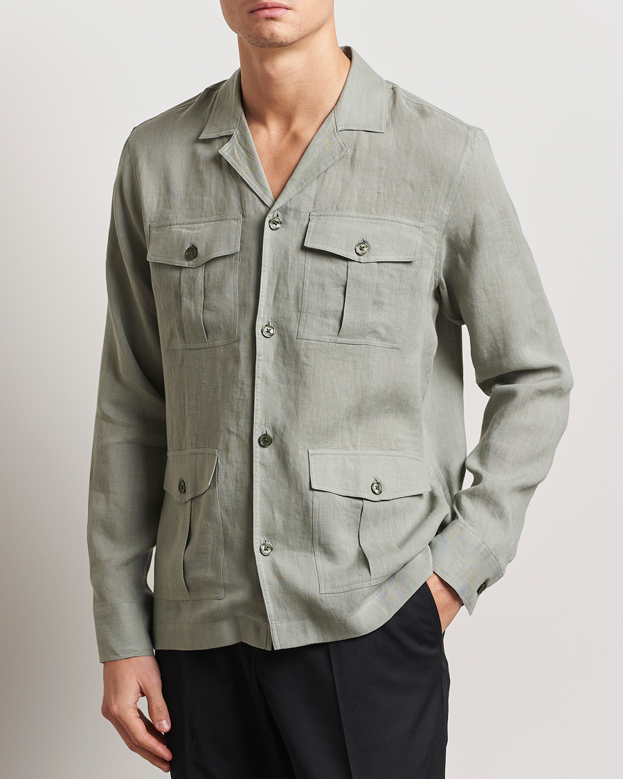 Men | Shirts | Orlebar Brown | Maitan Long Sleeve Golden Gun Shirt Penny Green