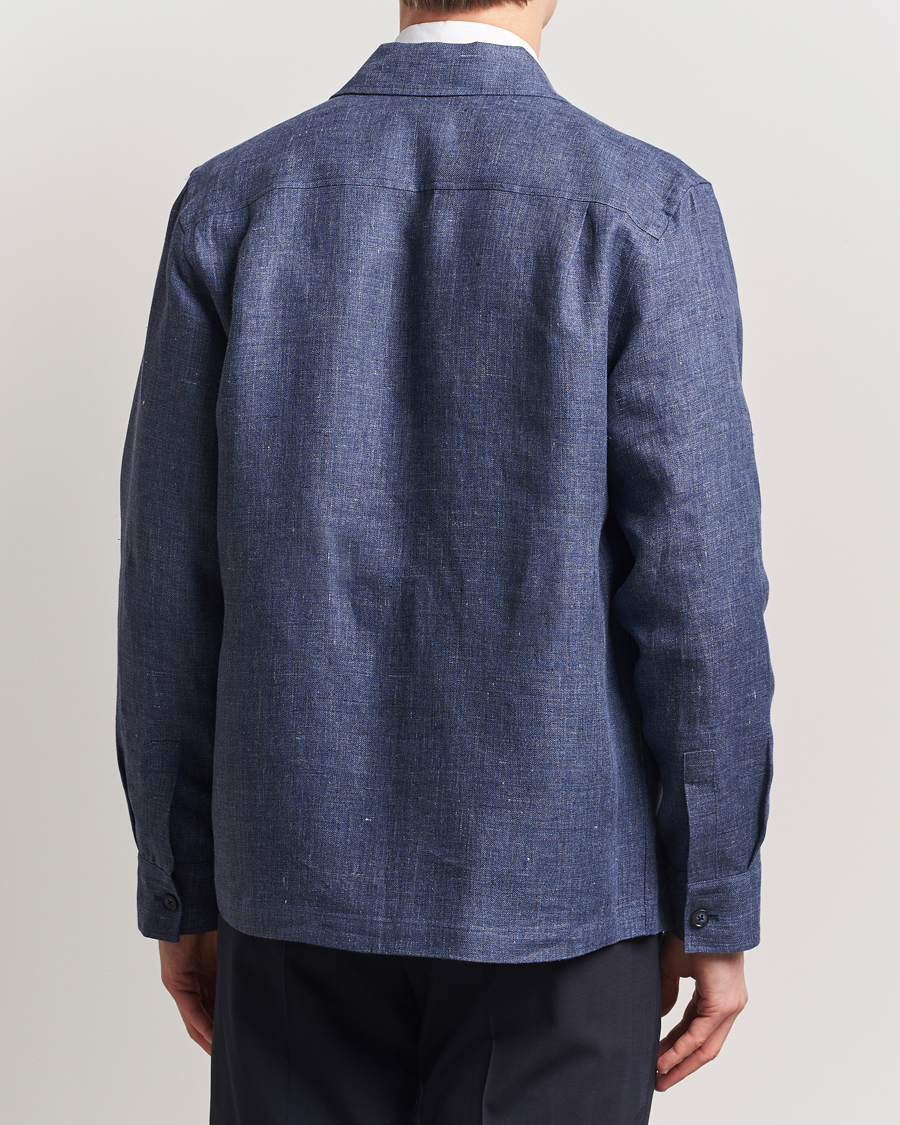 Men | Shirts | Eton | Linen Four Pocket Overshirt Navy Blue