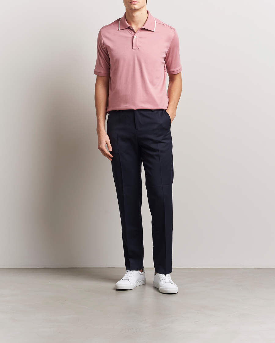 Men | Polo Shirts | Eton | Supima Cotton Interlock Polo Dusty Pink