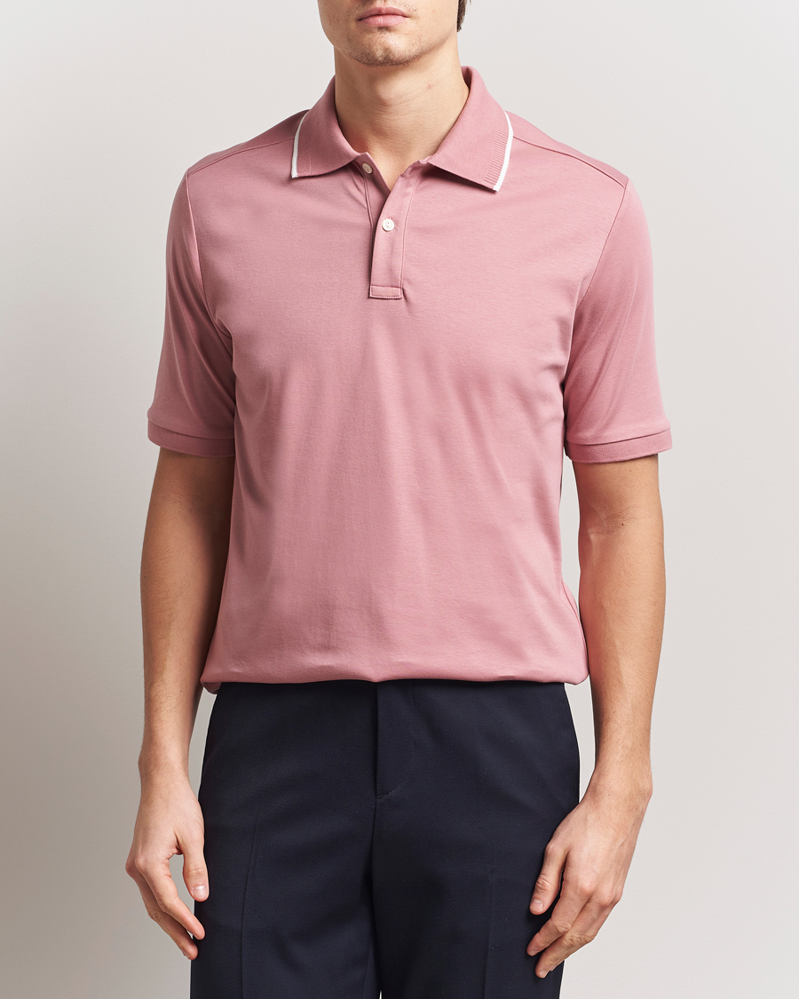 Men | Polo Shirts | Eton | Supima Cotton Interlock Polo Dusty Pink