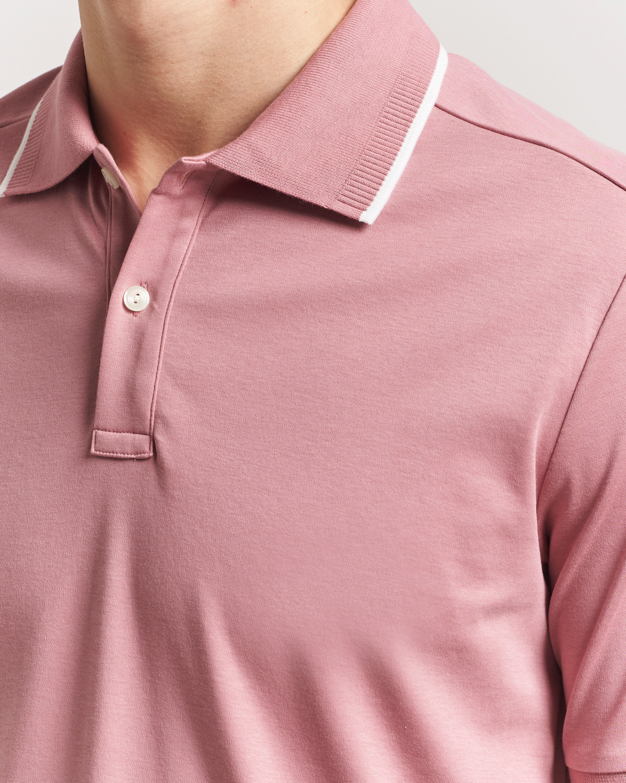 Men | Polo Shirts | Eton | Supima Cotton Interlock Polo Dusty Pink