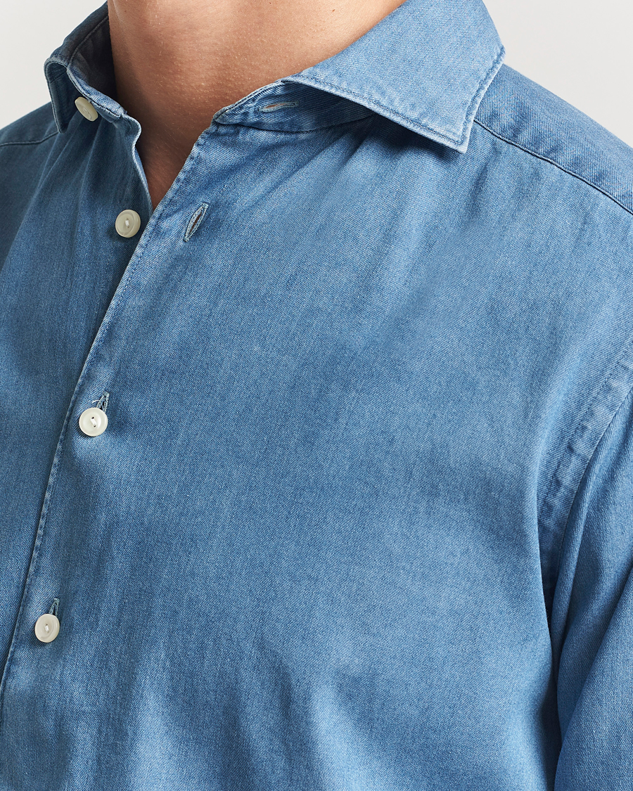 Men | Shirts | Eton | Slim Fit Denim Shirt Mid Blue