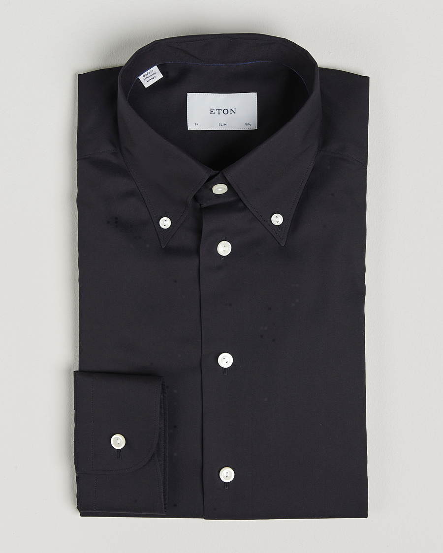 Men | Shirts | Eton | Slim Fit Wrinkle Free Oxford Shirt Black