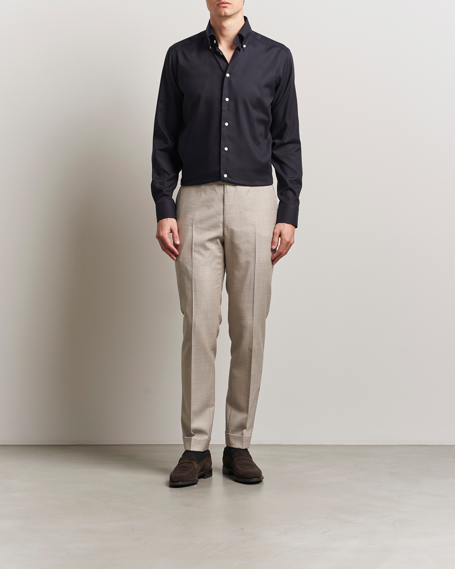 Men | Shirts | Eton | Slim Fit Wrinkle Free Oxford Shirt Black