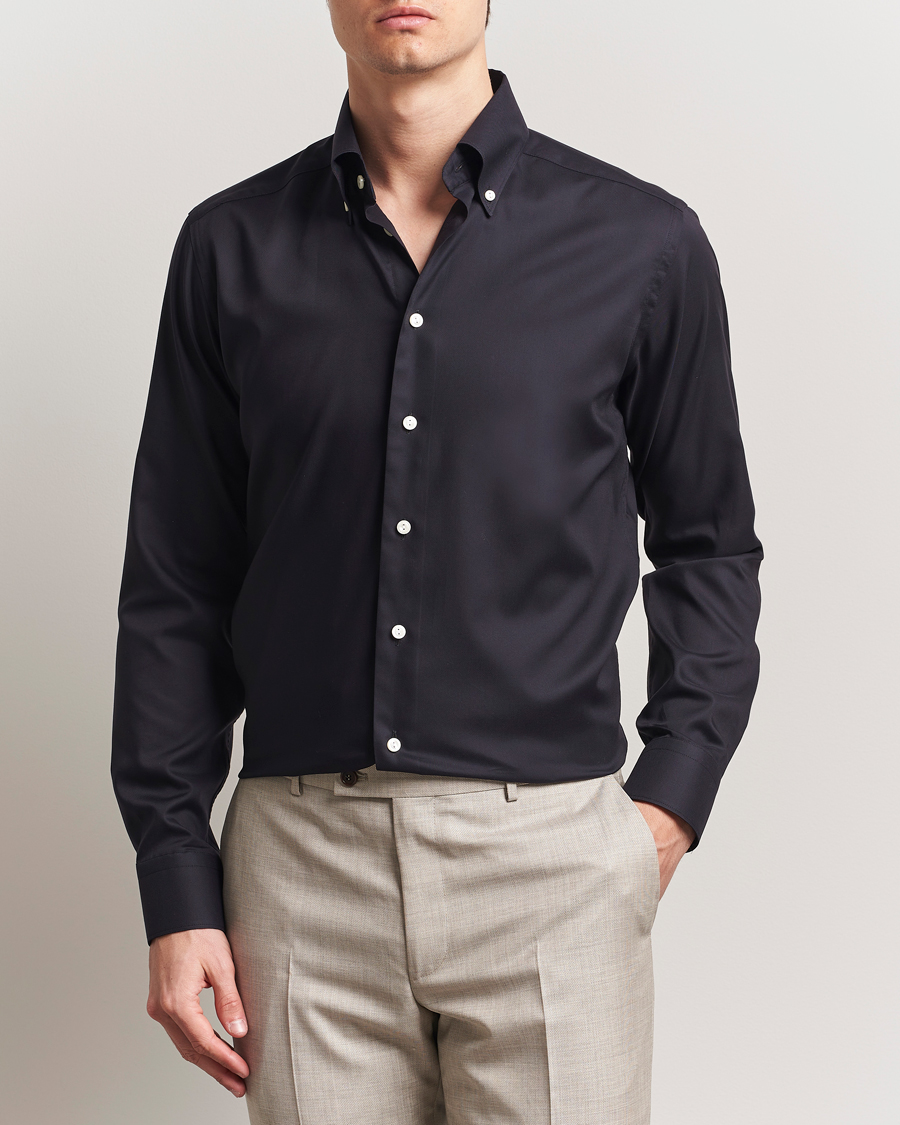 Men | Shirts | Eton | Slim Fit Wrinkle Free Oxford Shirt Black